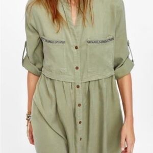Zara Khaki Green Shirt Dress